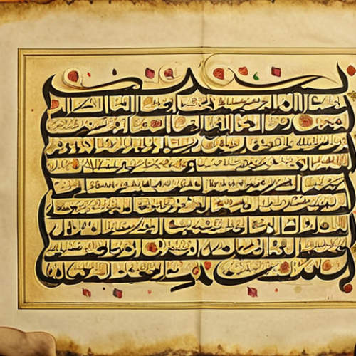 Home 11 ** Elegant Arabic calligraphy showcasing traditional poetic verses with ornate gold accents on aged parchment.
2. **
