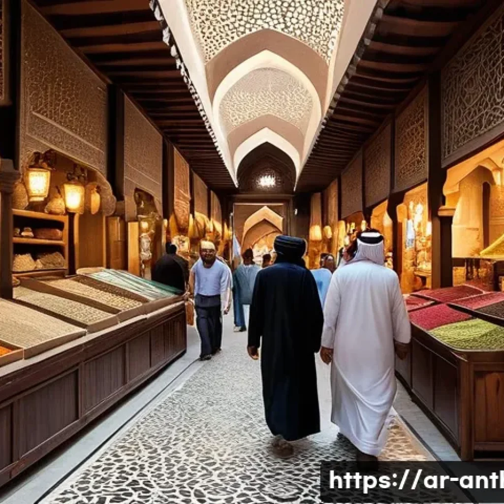 에드워드 브로이스와 문화 - **A Vibrant Traditional Arab Souk:** A bustling and richly detailed scene inside a historic Arab sou...